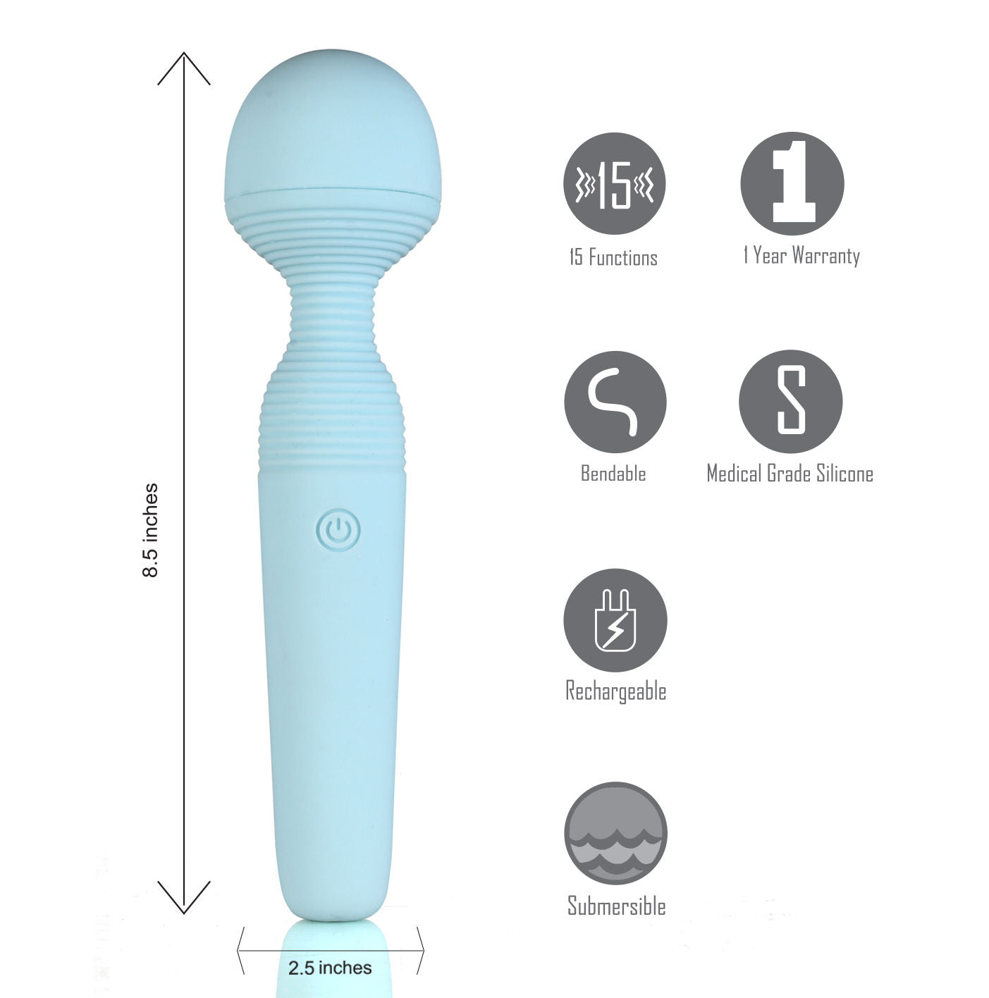 Grace Bendable Vibrating Pleasure Wand Rechargeable Blue Blue Vibrators