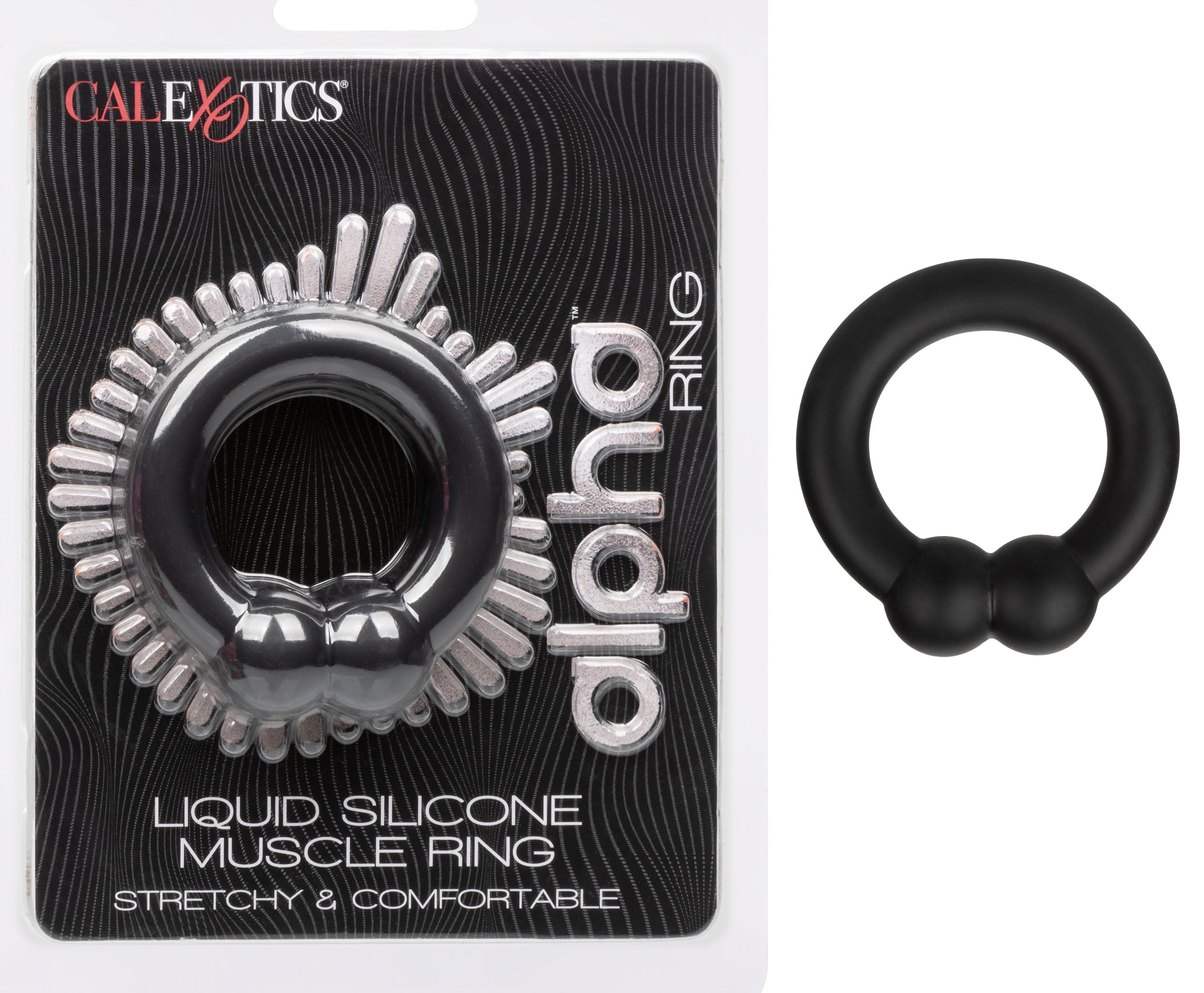 Alpha Liquid Silicone Muscle Ring Stretchy Comfortable Enhancer Ring Black > Cock Ring > Single