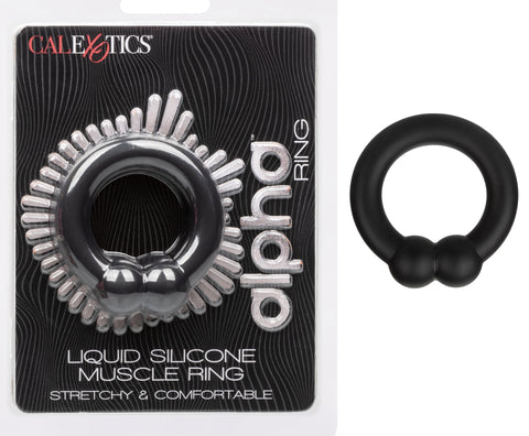 Alpha Liquid Silicone Muscle Ring Stretchy Comfortable Enhancer Ring Black COCK RINGS