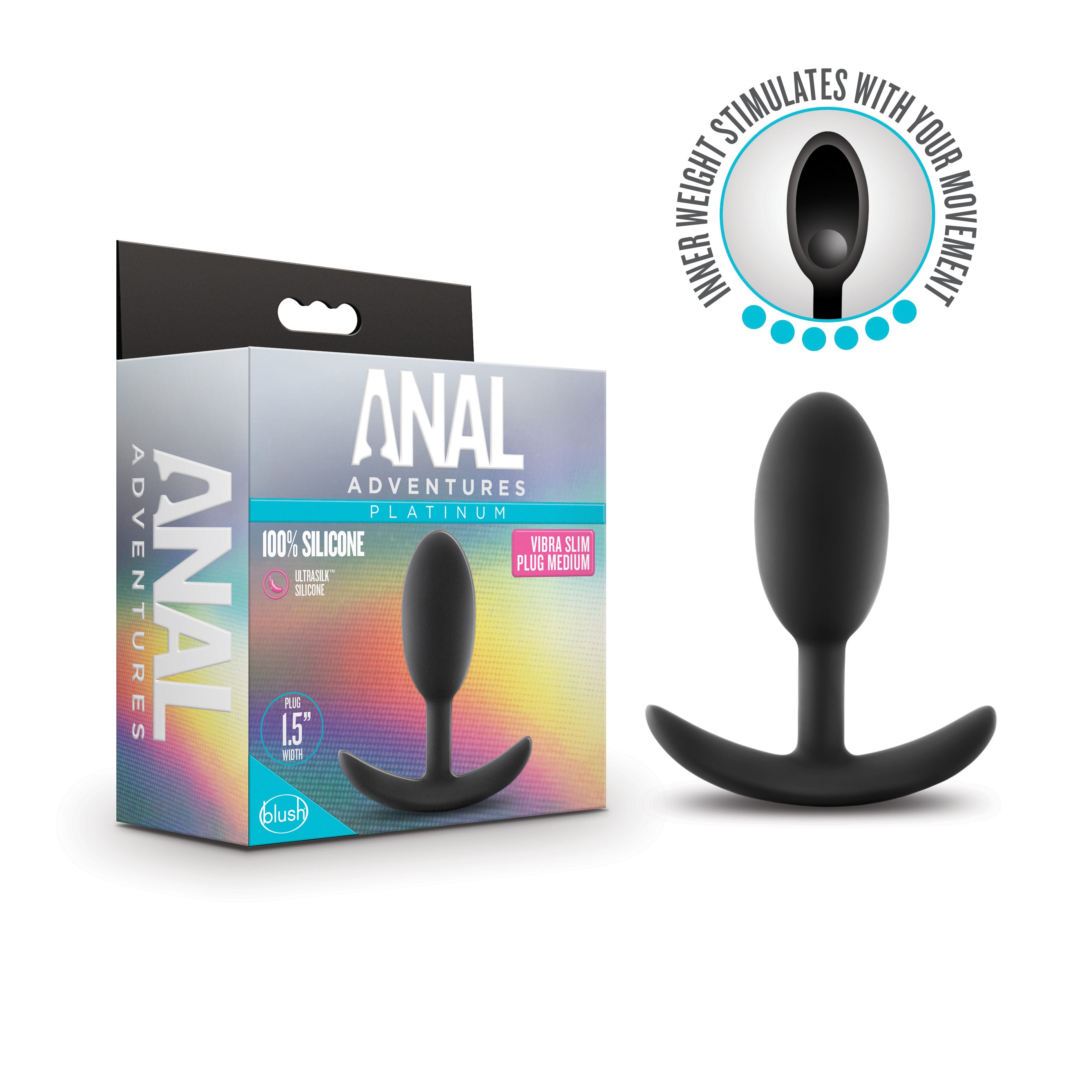 Anal Adventures Platinum Silicone Vibra Slim Plug Medium Butt Plugs - Vibrating