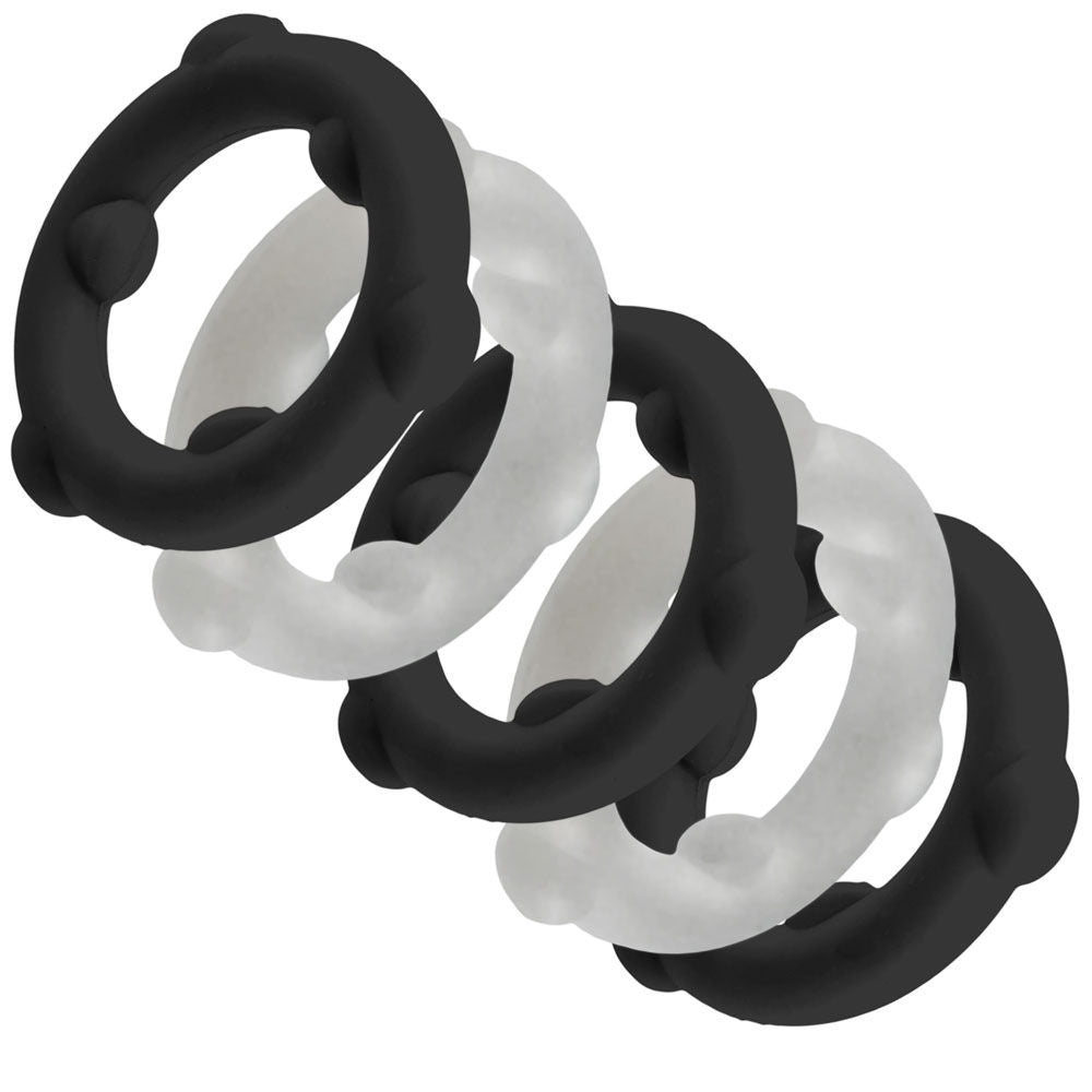 Gearheads 5 Pack Spinner Rings (Black Vapor) – Stretchy Silicone Cock Rings Cockrings