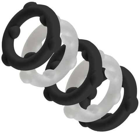 Gearheads 5 Pack Spinner Rings (Black Vapor) – Stretchy Silicone Cock Rings Cockrings