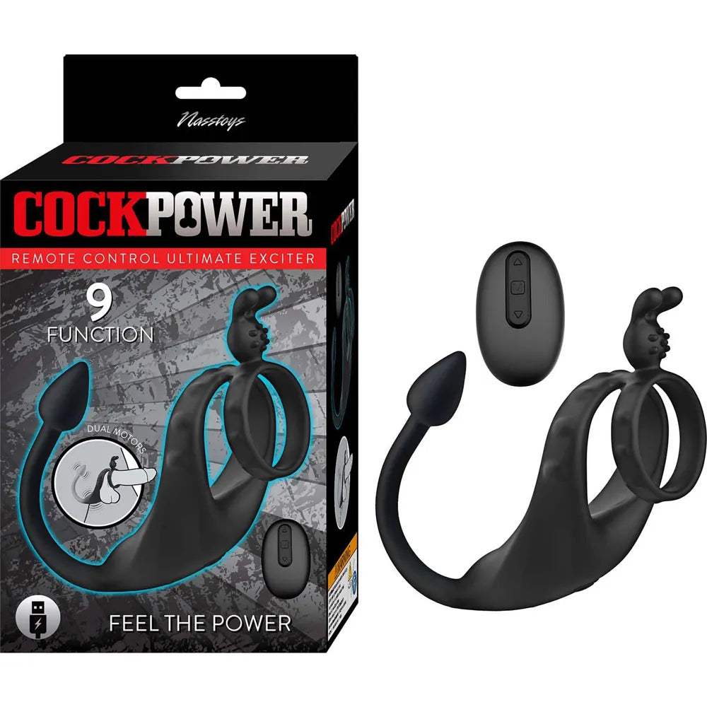 Nasstoys Cockpower Ultimate Exciter – Remote-Controlled USB Rechargeable Erection Enhancer Black > Cock Ring > Vibrating Main image