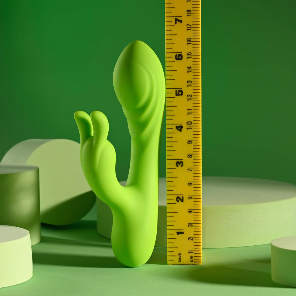 Brat Bunny Green 6.38 Inch Electric Dual Motor Silicone Rabbit Vibrator > Vibrators > Ladies > Rabbit