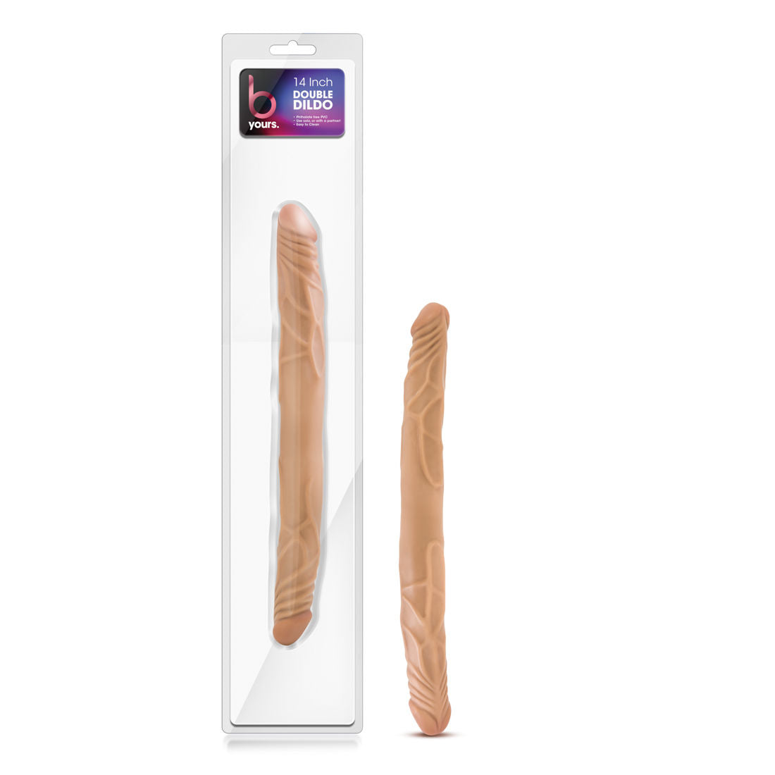 B Yours 14 Inch Beige Double Dildo for Lesbian Couples Brown Double Dongs