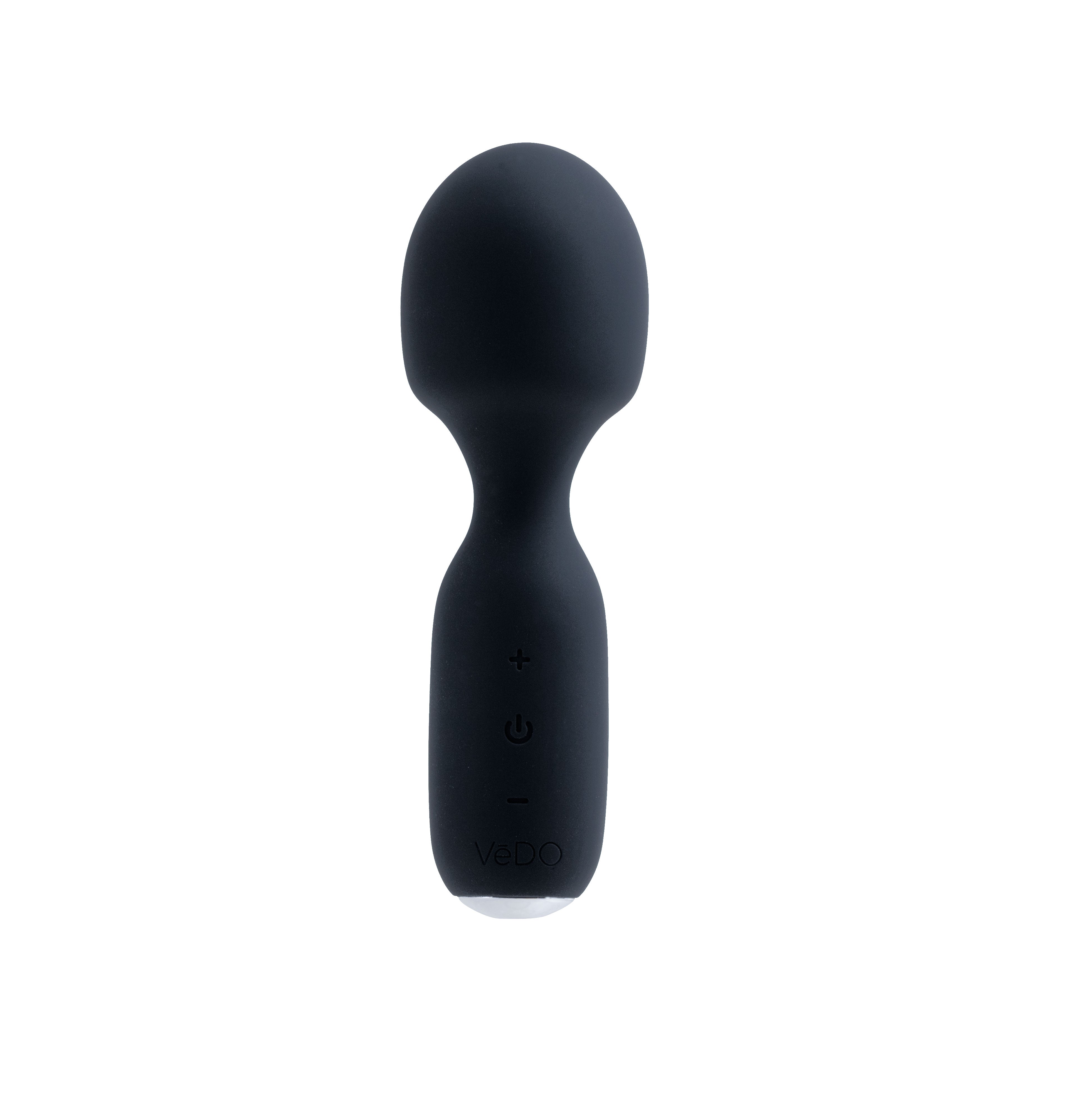 Wini Rechargeable Mini Wand Massager Black with 10 Vibrations Electric Massager