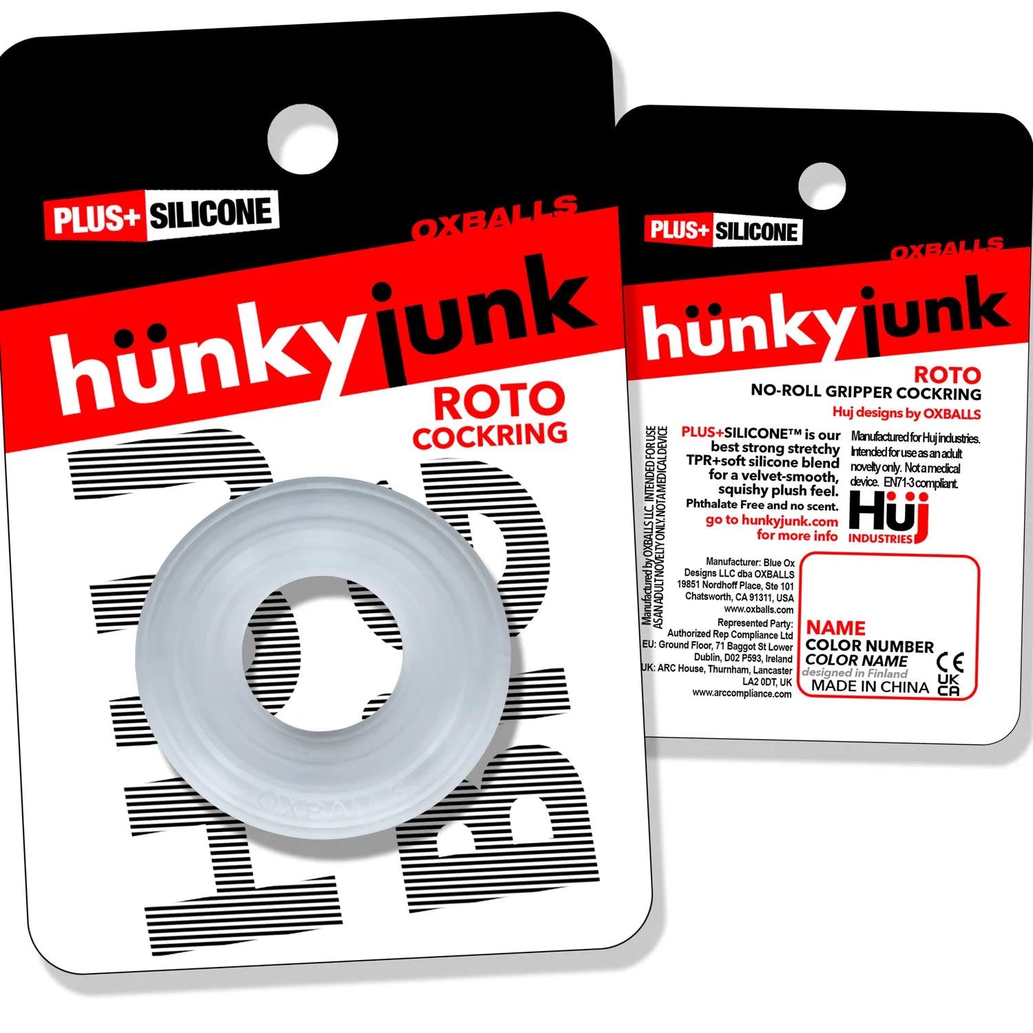 Roto Grooved Gripper-Ribbed Cockring Black Fog > Cock Ring > Single