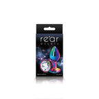 Rear Assets Multi Small Metal Butt Plug 3.2cm with Clear Gem Base Multi > Anal Range > Jewel Butt Plugs