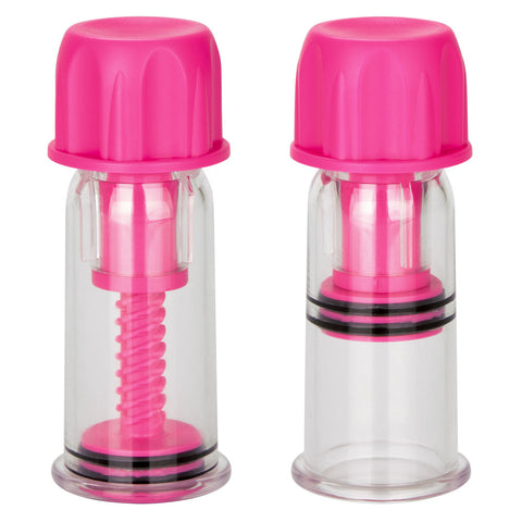 Nipple Play Vacuum Twist Suckers Pink 4 Inch Transparent Cylinder with Silicone Seal Nipple Suckers