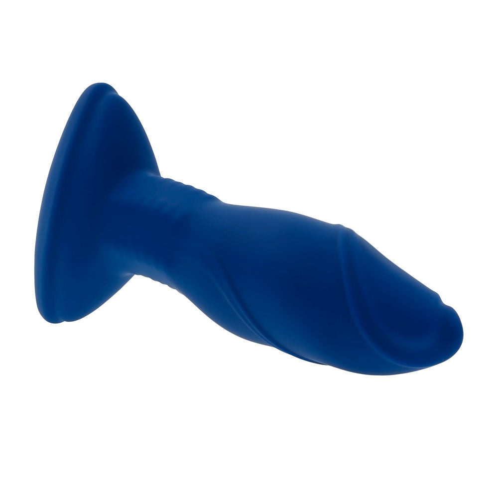 Sway With Me Navy Blue Vibrating Anal Plug With Spiral Texture Butt Plugs