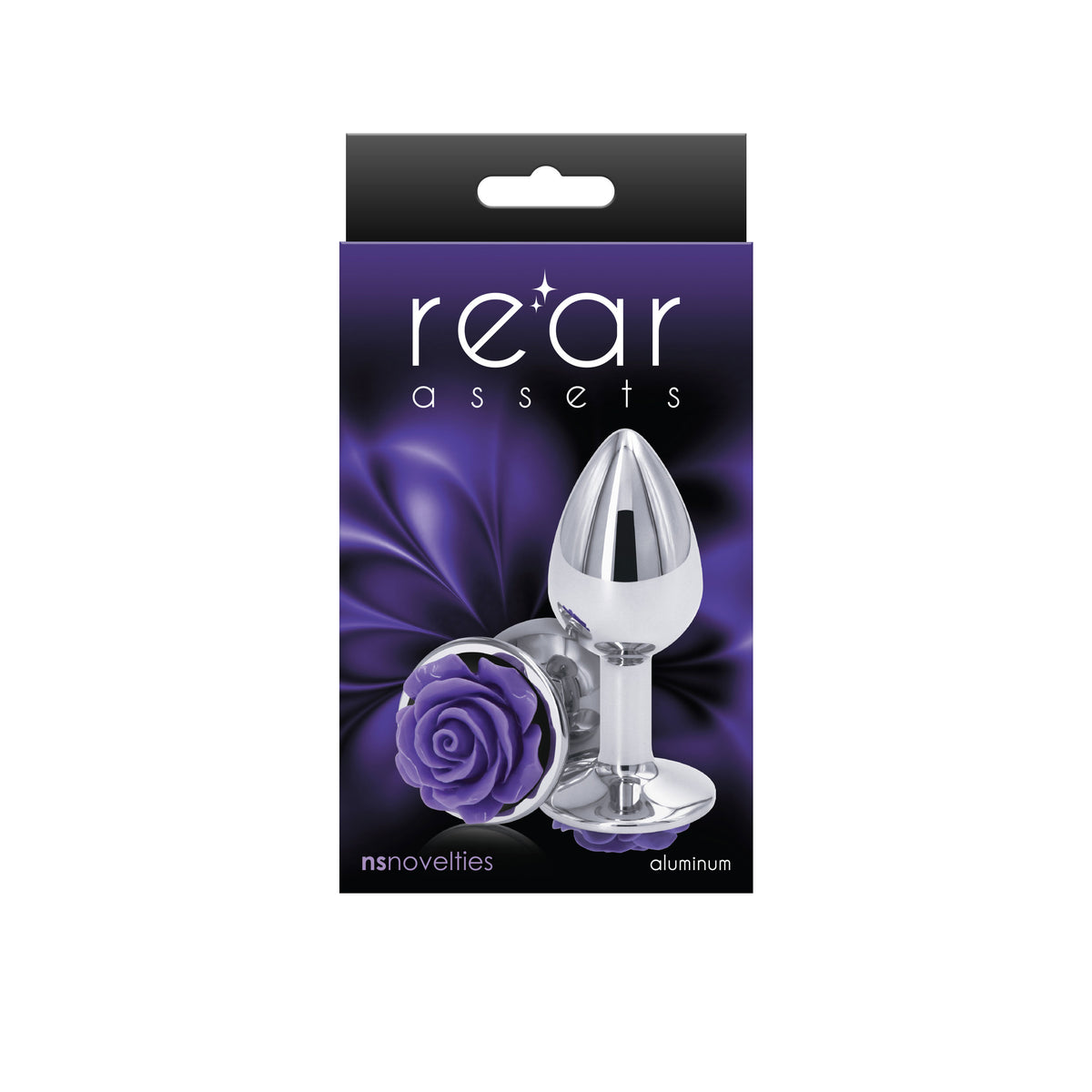 Rear Assets Rose Small (Purple) – 7.6 cm Metal Butt Plug Silver Small > Anal Range > Jewel Butt Plugs