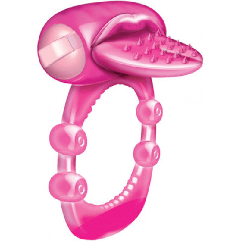 Xtreme Vibes Magenta Vibrating Nubby Tongue Cockring Toy Cock Rings Vibrating