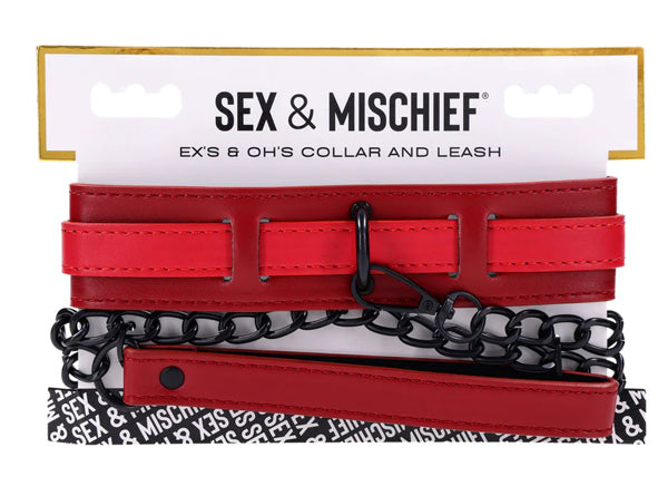 Sm Exs and Ohs Collar and Leash Neck Restraint Red > Bondage Gear > Collars