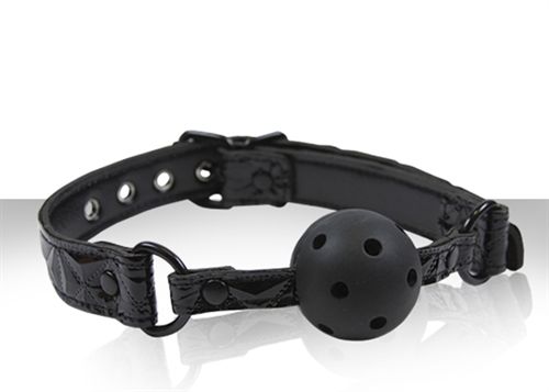 Sinful Black Ball Gag with Adjustable Strap for Comfortable Play Gags