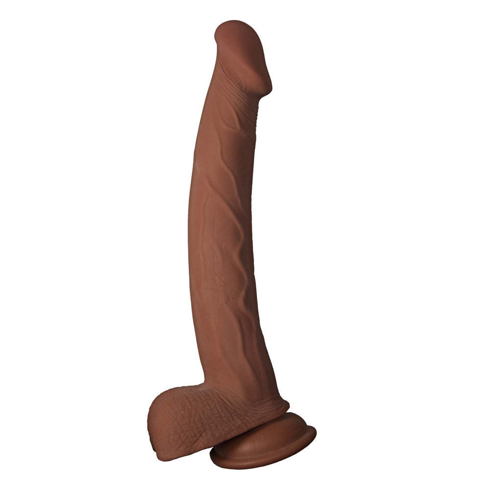 Realcocks Dual Layered 11 Inch Brown – Bendable Dual-Density Dong > Dildos > Large Dildos