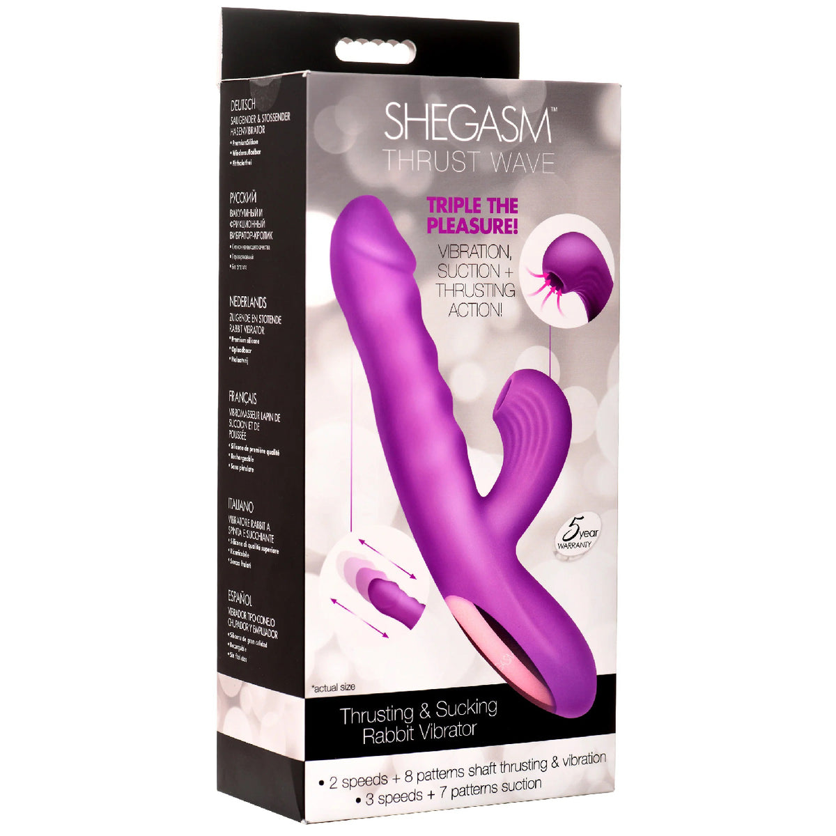 Thrust Wave Rabbit Vibrator with Thrusting and Sucking Function Purple > Vibrators > Ladies > Rabbit