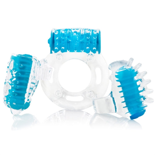 Screaming O Vibro Man Blue Disposable Vibrating Kit for Him Cock Rings Vibrating