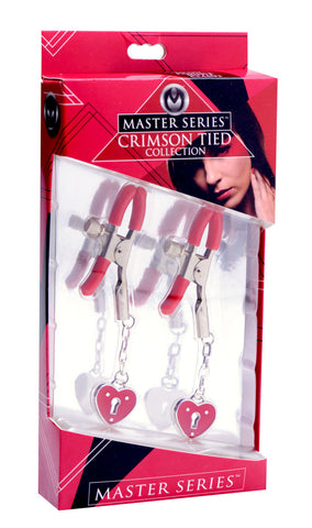Charmed Heart Padlock Nipple Clamps with Adjustable Screw Grip Nipple Clamps