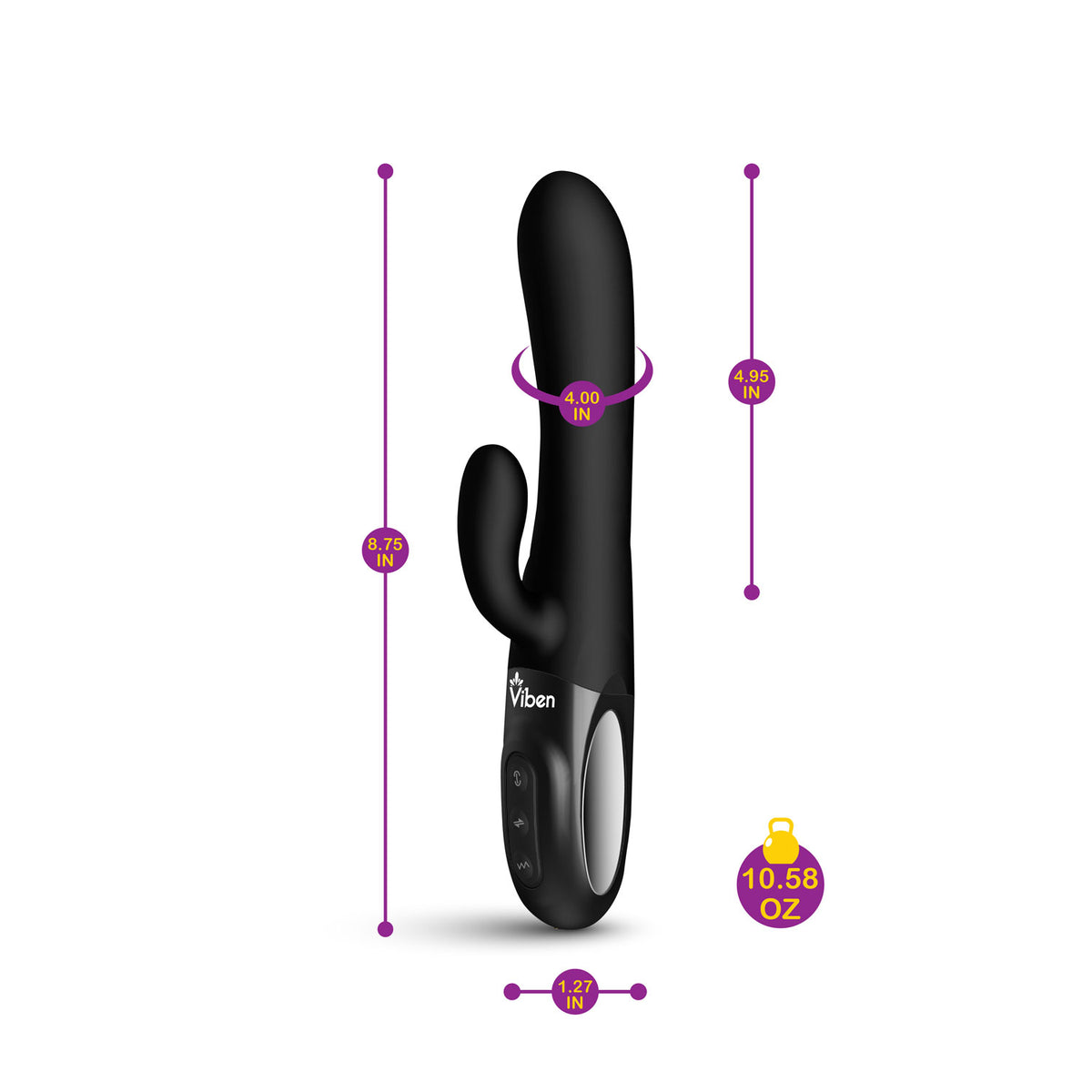 Viben Hypnotic Thrusting Rabbit Vibe with Swinging Clit Stimulator in Black > Vibrators > Ladies > Rabbit