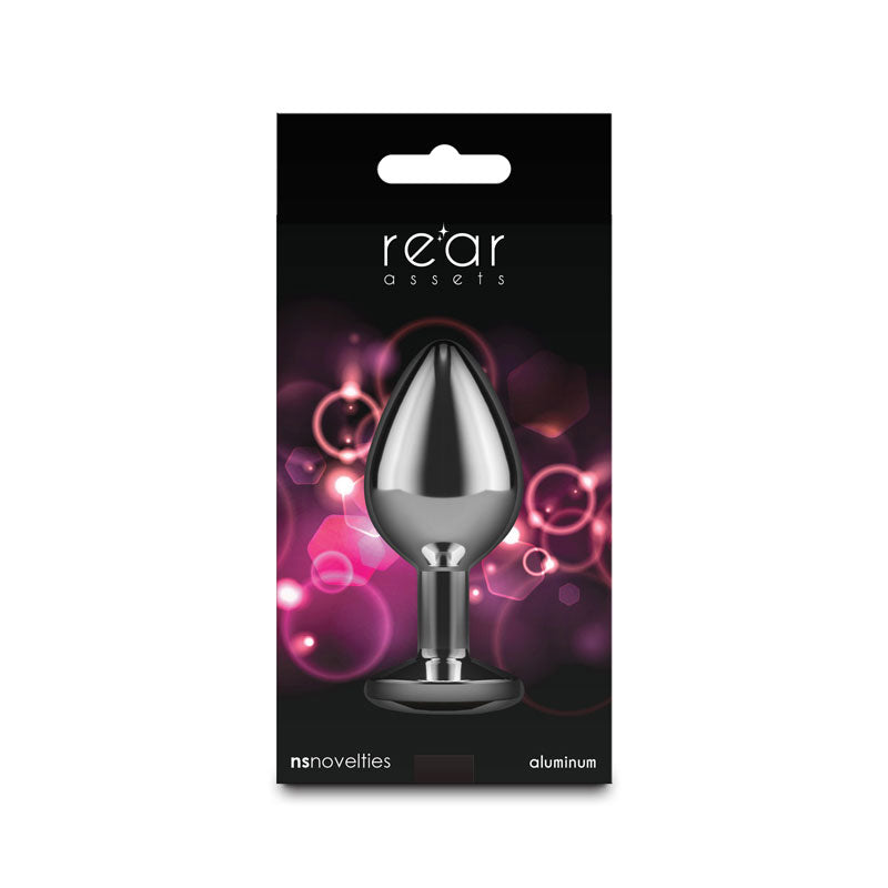 Rear Assets 3.31 Inch Medium Metal Butt Plug with Pink Gem Base > Anal Range > Jewel Butt Plugs