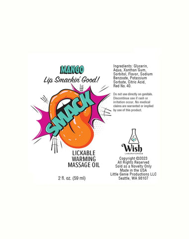 Smack Mango Lickable Massage Oil 2oz – Warming Massage Oil Mango > Essentials > Massage Oil