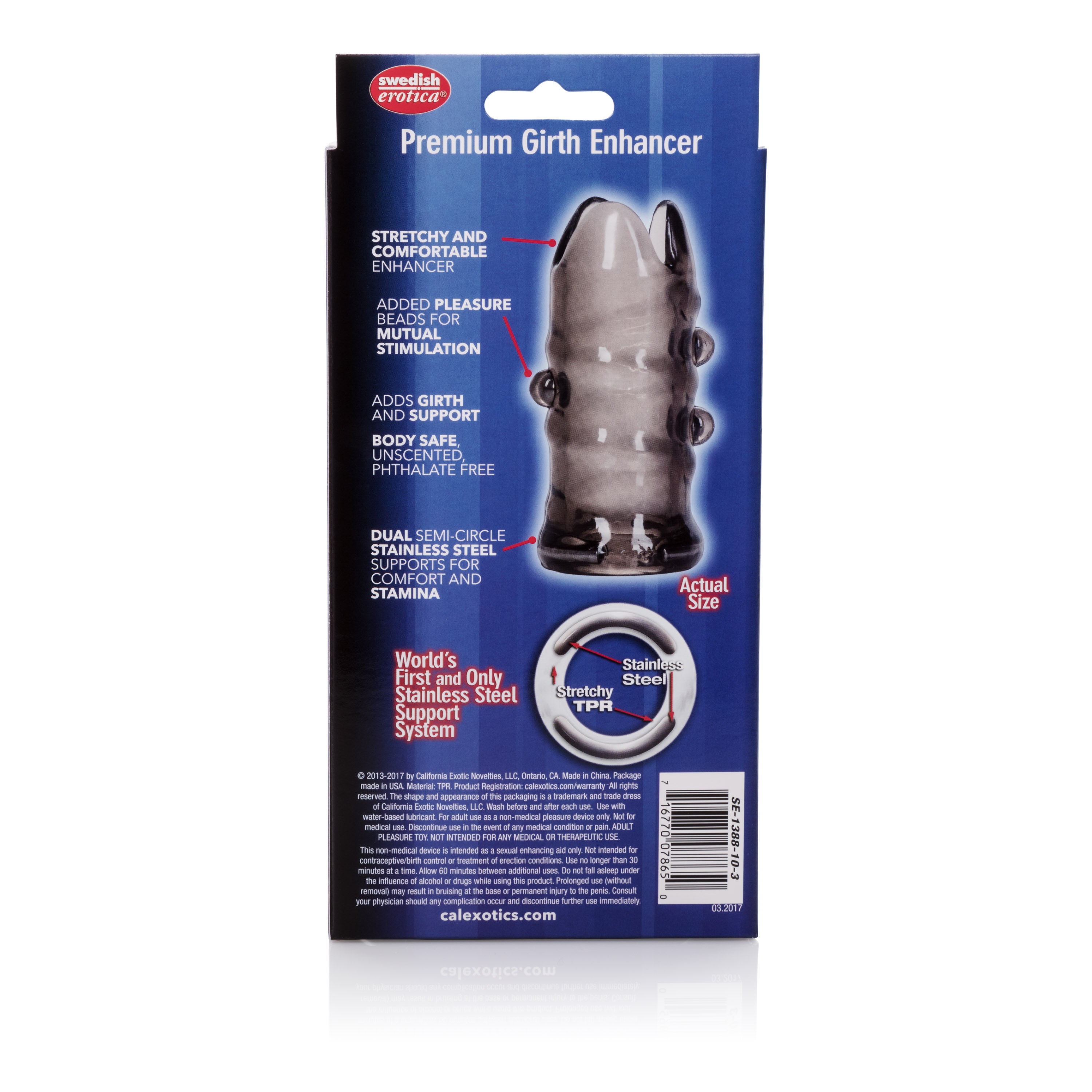 Apollo Premium Girth Enhancer Sleeve Smoke 3.5 Inch > Sex Toys For Men > Penis Sleeves