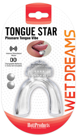 Wet Dreams Tongue Star Blue Vibrator for Oral Pleasure Fun Clear Vibrators