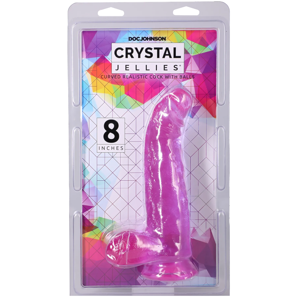 Crystal Jellies Curved Realistic Cock With Balls 8 Inch > Dildos > Realistic Dildos