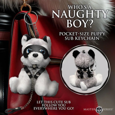 Max The Fetish Pup Keychain with Vegan Leather Mask and Collar Key Chains