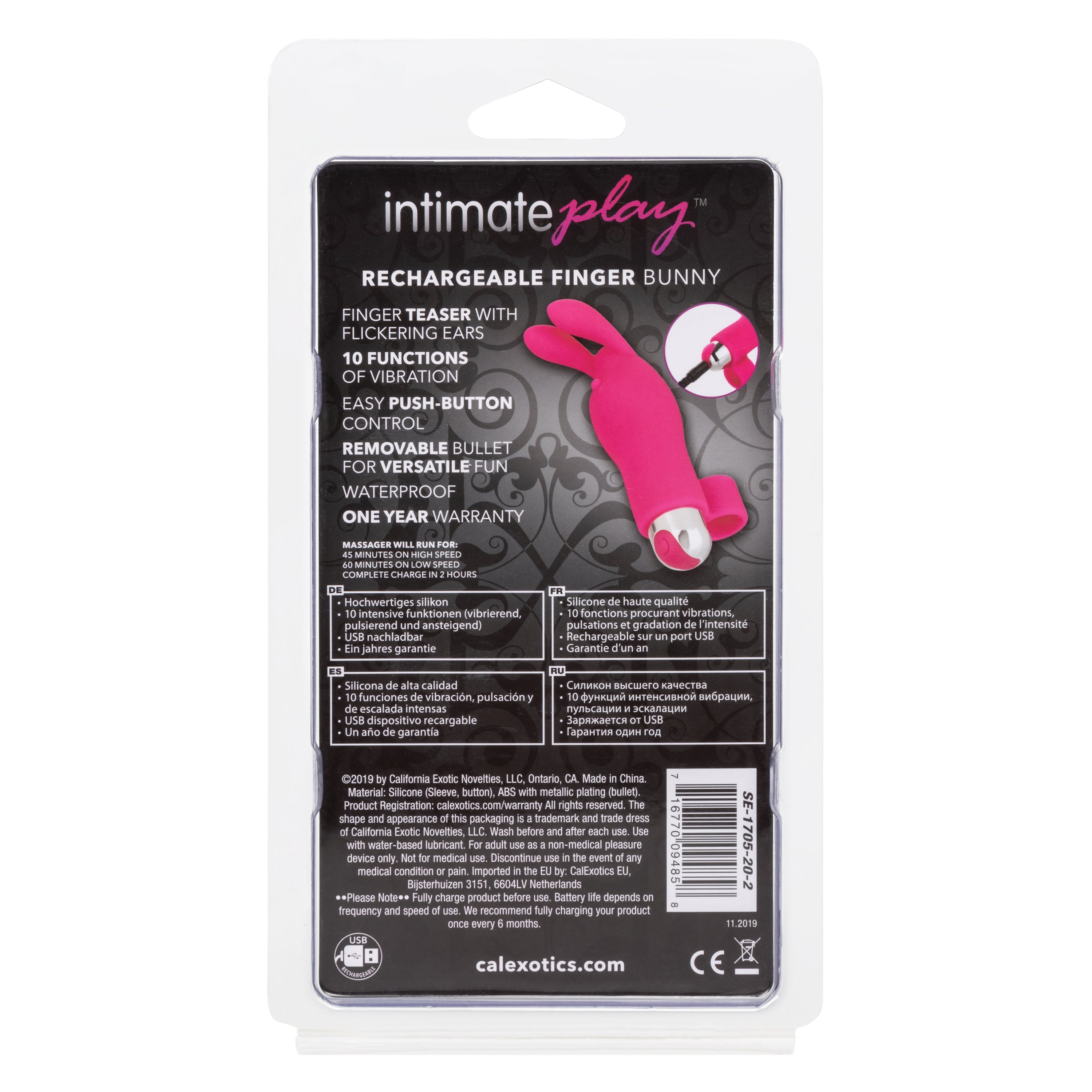 Intimate Play Pink Rechargeable Bunny Finger Vibrator Finger Stimulator