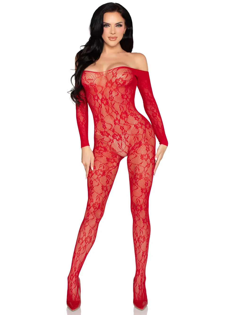 Lace Lingerie Jumpsuit (Red) – Lace Lingerie Red One Size > Clothes > Bodies and Playsuits Main image