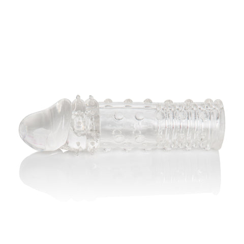 Apollo Clear Penis Extender Sleeve with Textured Ribbing Design Clear SLEEVES
