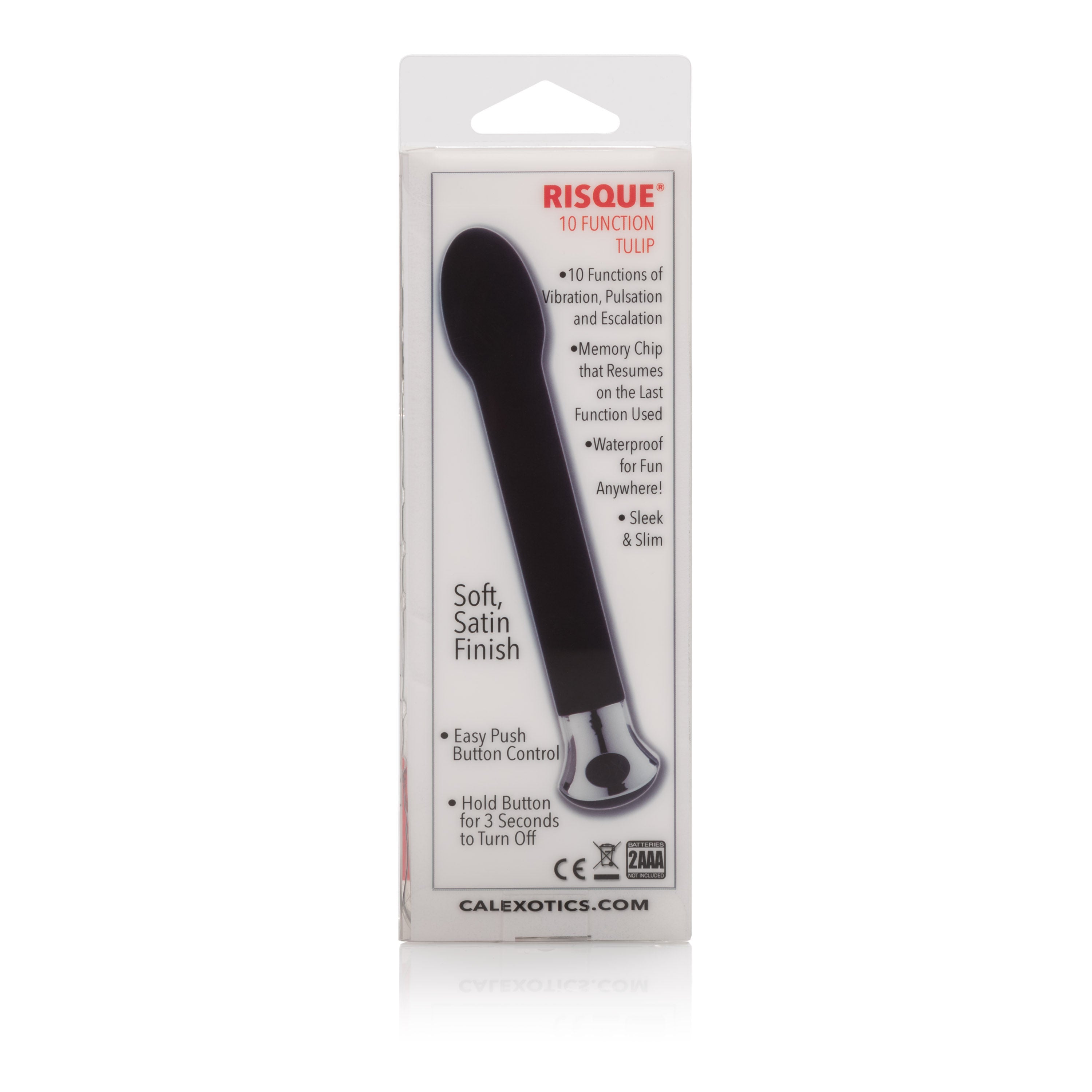 10-Function Risque Tulip Vibrator in Sleek Black | Blue Design Secondary image