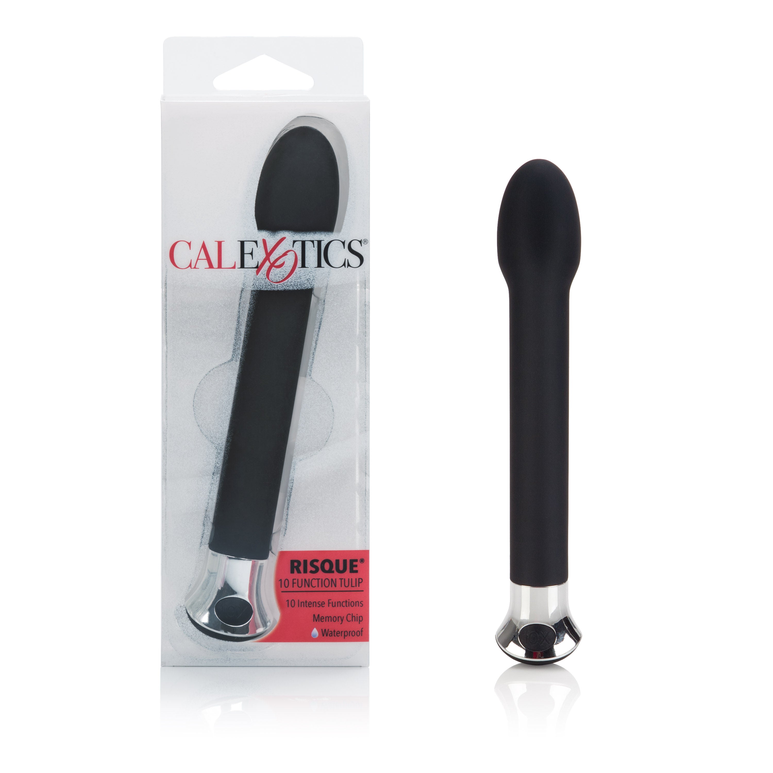 10-Function Risque Tulip Vibrator in Sleek Black | Blue Design > Sex Toys For Ladies > Rose Stimulators Main image