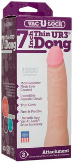 Vac-U-Lock 7 Inch Ultraskyn Thin Dong Vanilla Realistic Toy > Dildos > Slim Dildos