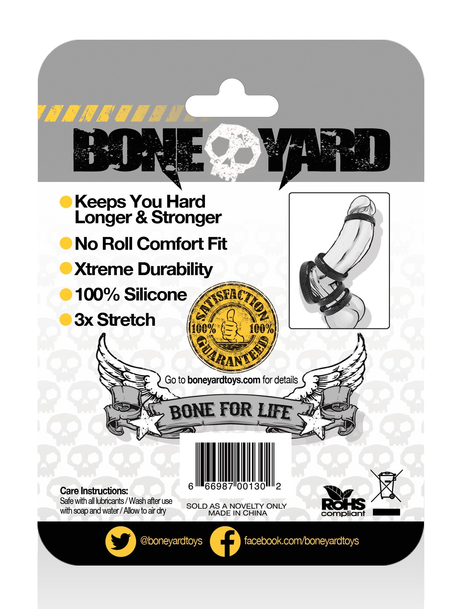 Boneyard Silicone Cock Ring 30mm Black > Cock Ring > Single