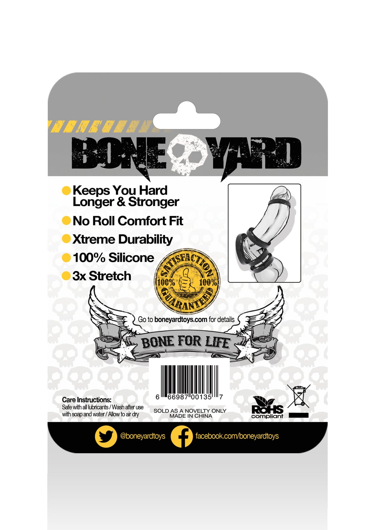 Boneyard Silicone Ring 35mm Black > Cock Ring > Single