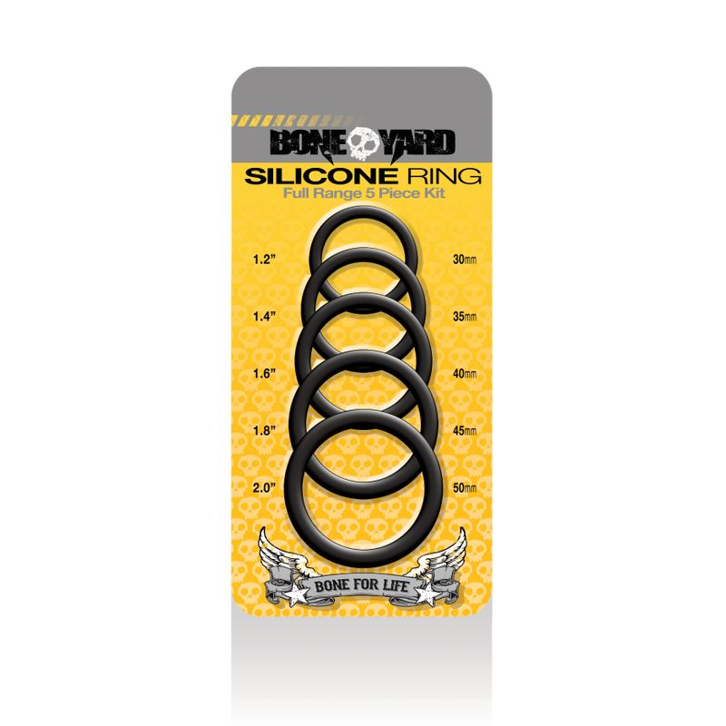 Boneyard Silicone Ring Five Piece Kit Black COCK RING Set