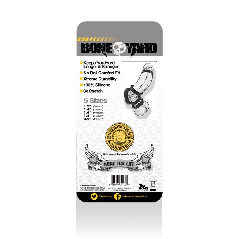 Boneyard Silicone Ring Five Piece Kit Black COCK RING Set
