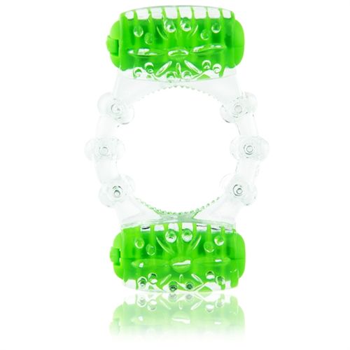 Two-O Blue Dual Vibrating Pleasure Ring for Couples Play Green Cock Rings Vibrating