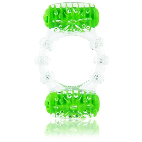 Two-O Blue Dual Vibrating Pleasure Ring for Couples Play Green Cock Rings Vibrating