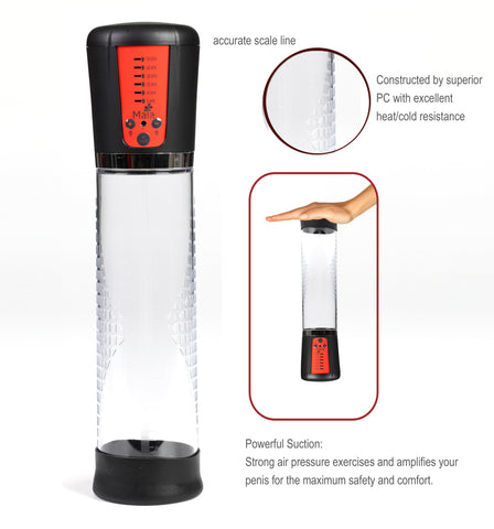 Maia Jackson - Clear USB Rechargeable Penis Pump 8 Inch PUMPS Male Electric