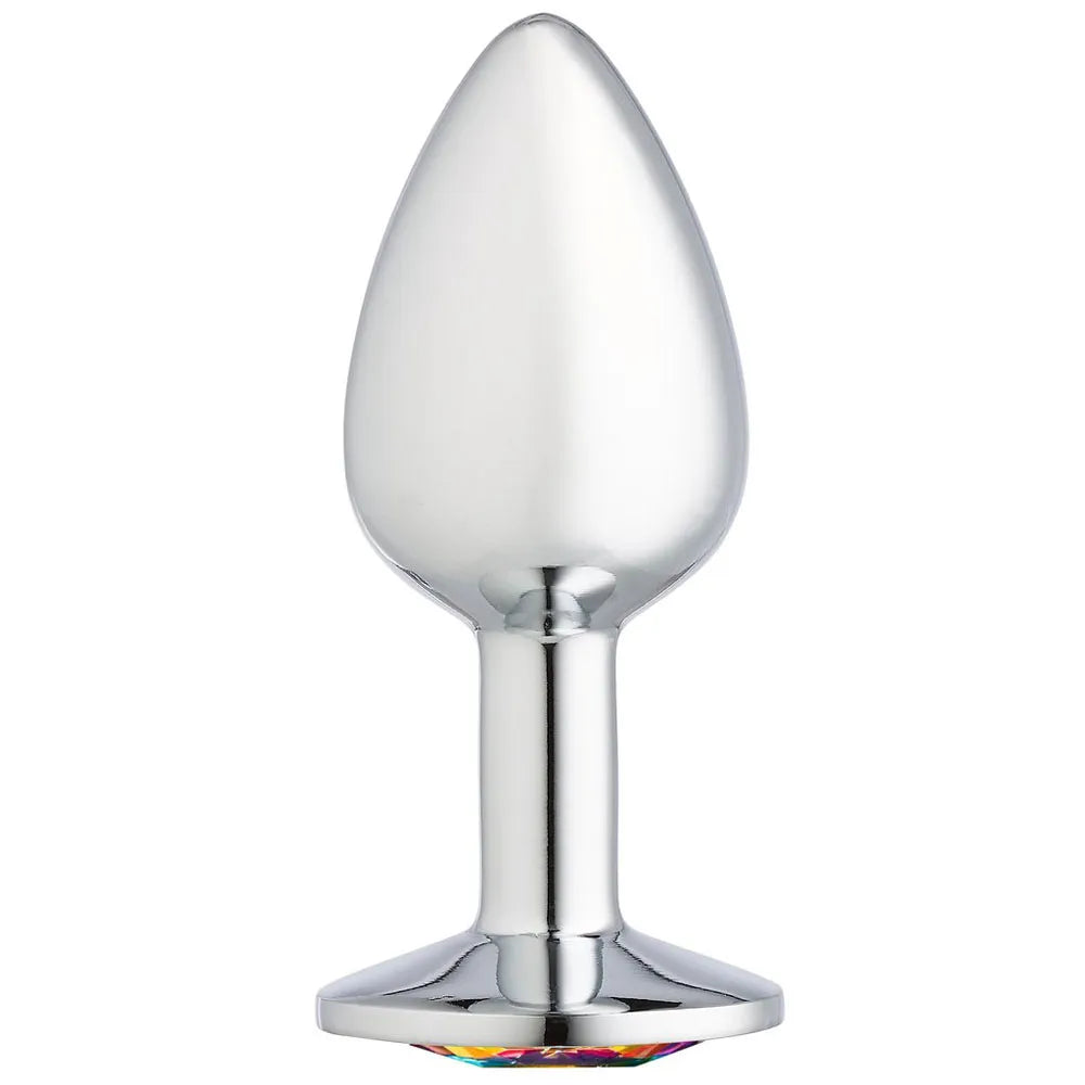 Cloud 9 Novelties Gems Jeweled Silicone Anal Plug - Large 3.24 Inch Silver > Anal Range > Jewel Butt Plugs