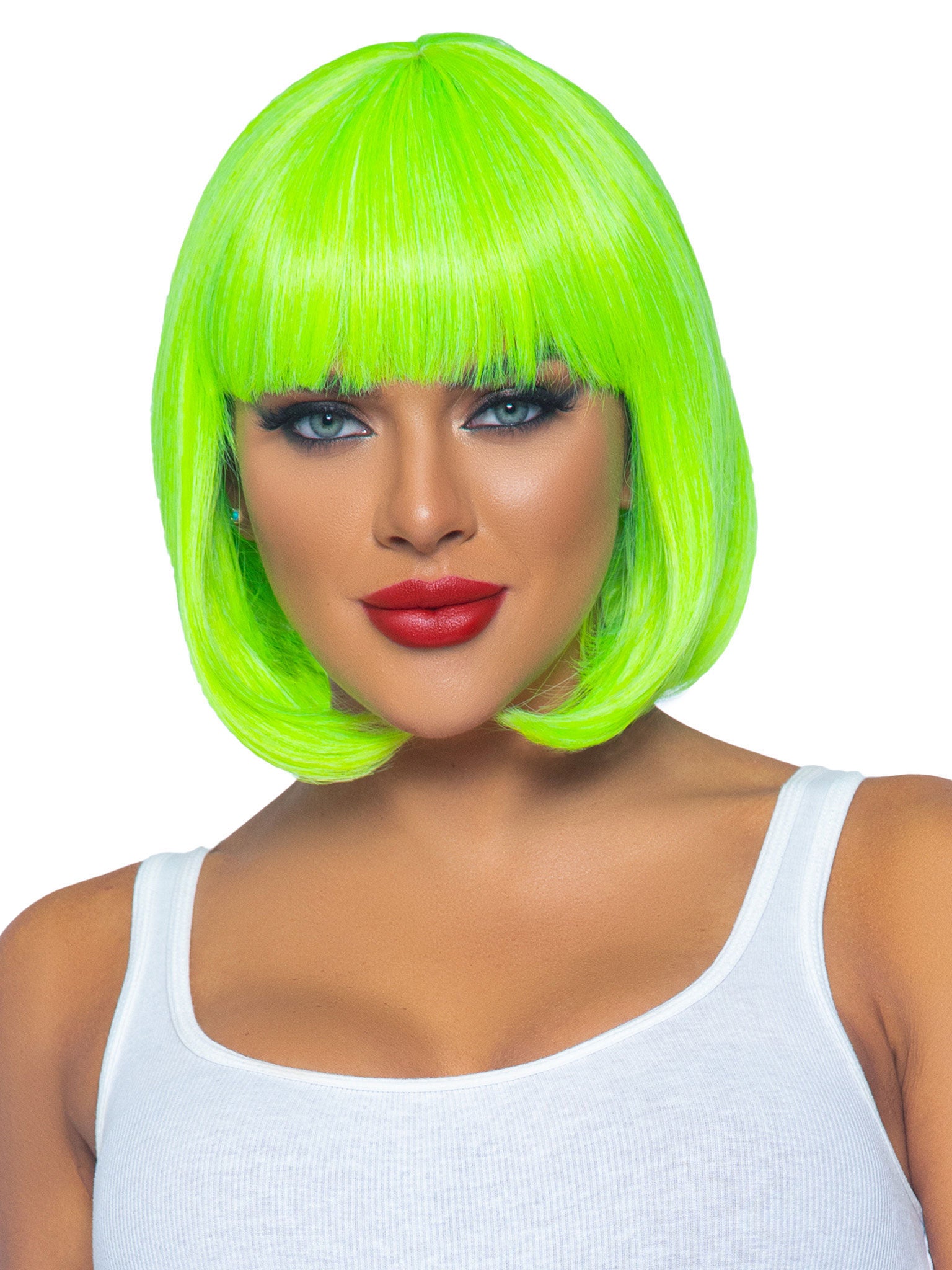 12 Inch Neon Green Short Bob Wig for Bold Festival Looks Wigs