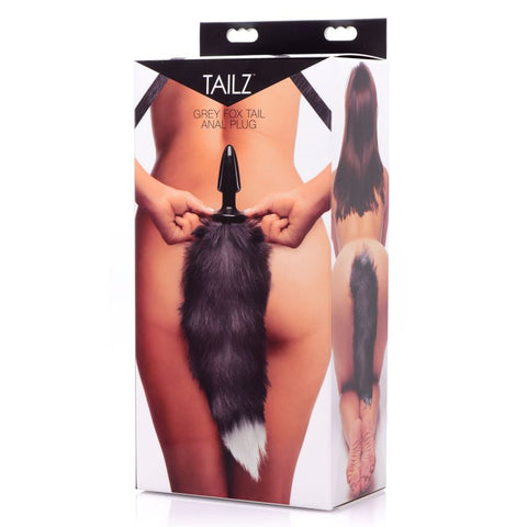 Fox Tail Anal Plug in Grey for Adult Play Tails