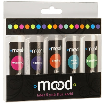Mood Lubes 5 Pack 1oz Bottles Water Based Sensitive Tingling Silicone and Warming Lubricants with Portable Pouch Default Title Lubricants, Creams & Glides