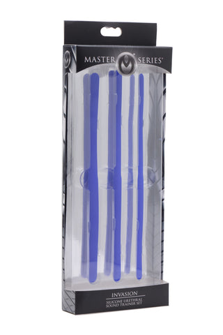 Invasion Silicone Urethral Sound Trainer Set for Adult Pleasure Blue Sounding Rods