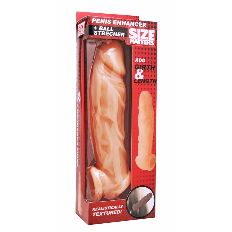 Size Matters Realistic Flesh Penis Enhancer and Ball Stretcher 8 Inch > Sex Toys For Men > Penis Sleeves