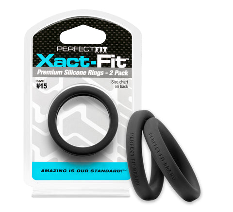 Xact-Fit Precision Sizing Ring 2-Pack for Adult Intimacy Use Black COCK RINGS