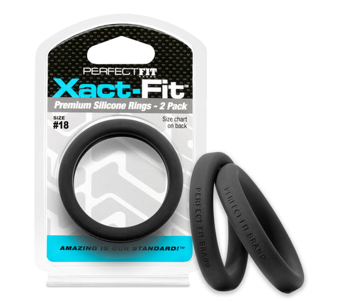 Xact-Fit Precision Fit Male Rings 2-Pack – Comfortable Stretch Cock Rings Black COCK RING Set